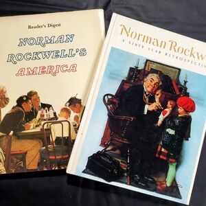 Norman Rockwell Coffee Table Hardback Books Set of Two